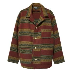 Rikkene Vintage Wool-Blend Aztec-Pattern Jacket Size L